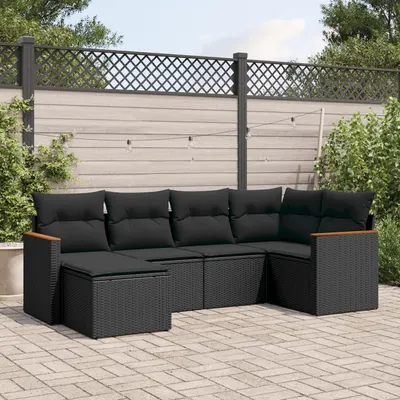 Gossi set mobilier de gradina cu perne, 6 piese, negru, poliratan
