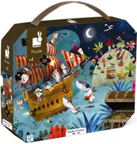 Puzzle in valiza pentru copii Janod - Vanatori de comori, 36 piese