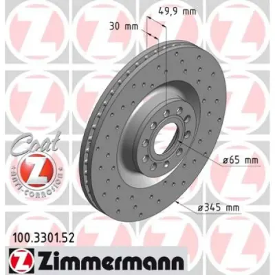 Disc frana ZIMMERMANN 100.3301.52