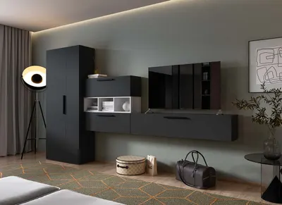 Living Pati 208- Mobila Sufragerie Gri Antracit + Alb