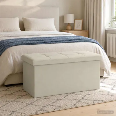 vidaXL Bancă de depozitare pliabilă Alb 180 kg 80 L 77 x 38 x 38 cm In
