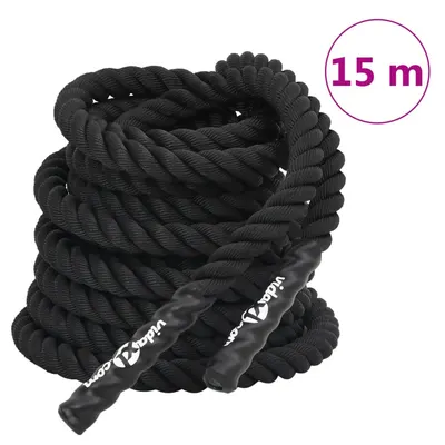 vidaXL Frânghie de luptă neagră, 15 m, 11 kg, poliester