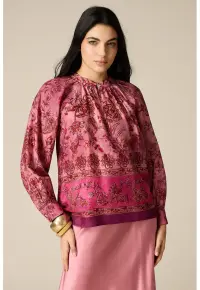 Bluza cu imprimeu paisley - Rosu/Roz