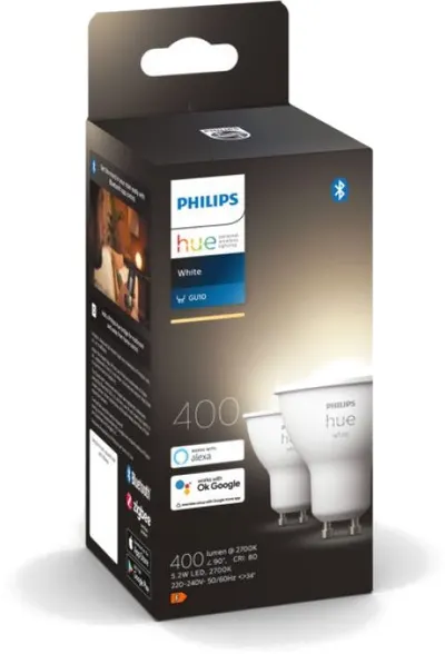 Becuri inteligente Philips - Hue, 5.2W, GU10, 2 bucăți, dimmer