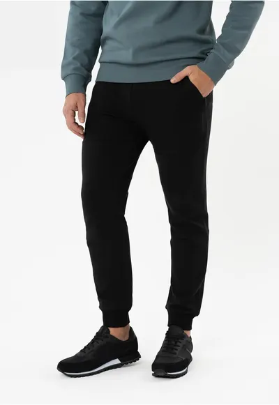 Pantaloni de trening conici - cu buzunare si fermoar - N-Baso - negru - Negru