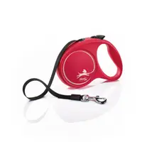 Lesa retractabila Flexi, rosie, rezistenta, lungime 5 m, pentru caini cu greutate de pana la 50 kg