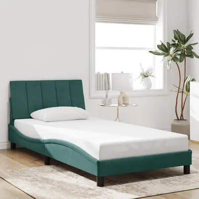 Gossi cadru de pat fara saltea, verde inchis, 100x200 cm, catifea