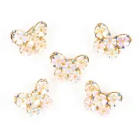 Set 5 brose martisor fluture cu flori albe