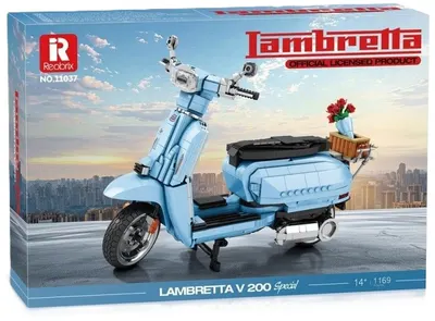 Constructor Reobrix - Trotinetă retro Lambretta V200, 1169 piese , albastru