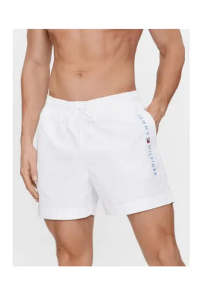 Pantaloni scurti de baie pentru barbati - 303414665 - material sintetic - alb - Alb