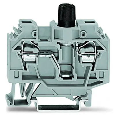 2-conductor fuse terminal block; for glass cartridge fuse ¼ x 1¼; without blown fuse indication; for DIN-rail 35 x 15 and 35 x 7.5; 6 mm²; CAGE CLAMP®; 6,00 mm²; gray