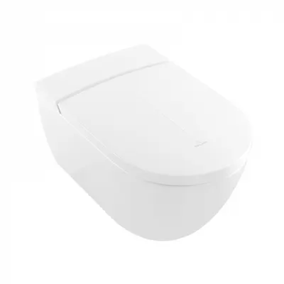 Set vas wc cu functie de bideu suspendat, alb alpin, capac inclus soft close si quick release, Villeroy Boch Viclean