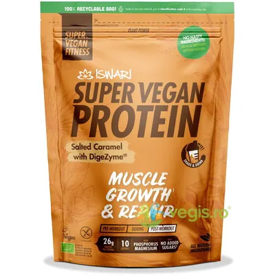 Proteina Super Vegan Potrivita dupa Efort cu Caramel Sarat fara Gluten Ecologica/Bio 400g