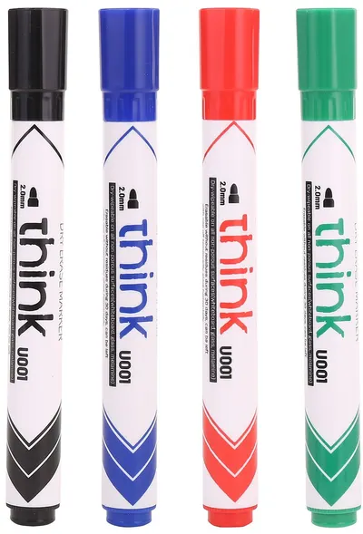Set markere pentru tablă albă Deli Think - 4 culori