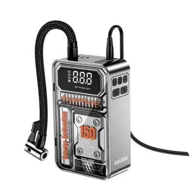Compresor Auto Portabil KSC-1144 ,Acumulator 6000mAh, Presiune 150 PSI, Display Digital, Funcție Powerbank și Lanternă, Negru Engros