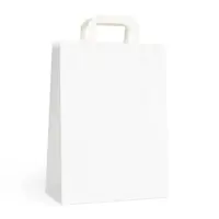 Punga din Hartie cu Maner Plat, Alba, 22 x 11 x 28 cm, 250 Bucati