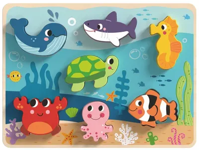 Puzzle 3D din lemn Tooky jucărie - Seabed