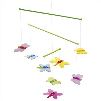 Carusel cu figurine din lemn, pentru bebelusi, Butterflies