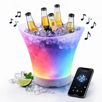 Frapiera LED cu boxa Bluetooth, efecte luminoase RGB, port USB