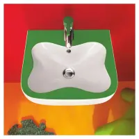 Lavoar baie pentru copii 45x41 cm, alb verde, Laufen Florakids