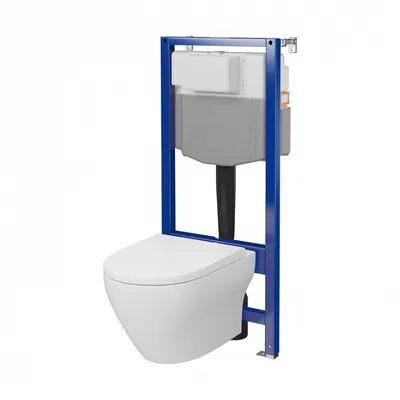 Set rezervor wc incastrat cu vas Wc oval si capac duroplast, Cersanit Larga Pro