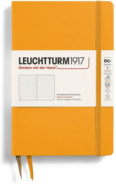Caiet Leuchtturm1917 Paperback - B6+, portocaliu, pagini cu puncte, copertă rigidă
