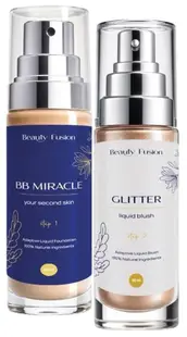 My Healthy Fusion Set - Iluminator lichid Glitter și Fond de ten BB Miracle, 2 х 30 ml