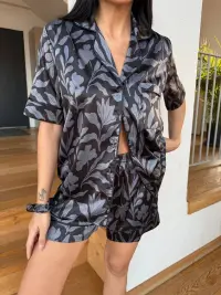 Set pijama dama din doua piese, cu nasturi – 2500090, Noir Blossom