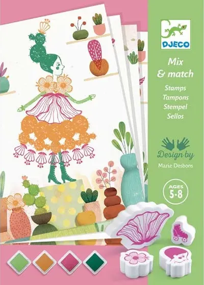 Set creativ cu stampile Djeco - Flower girl