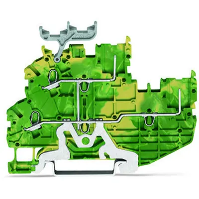 2-conductor/2-pin, double-deck carrier terminal block; 2-conductor/2-pin ground terminal block; PE; internal commoning; for DIN-rail 35 x 15 and 35 x 7.5; Push-in CAGE CLAMP®; 1,00 mm²; green-yellow
