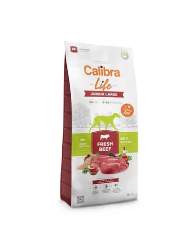 CALIBRA Dog Life Junior Large Fresh Beef 12 kg hrană uscată pentru juniori rase mari cu vită