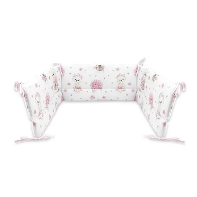 Aparatoare pentru patut, MimiNu, Din bumbac certificat Oeko Tex Standard 100, 180x30 cm, Cu panglici, Design, Pink Ballerina