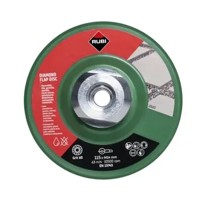 Disc lamelar diamantat pt. slefuit granit, gresie, portelan, sticla - #50/60, Ø115mm, M14 - RUBI-32921