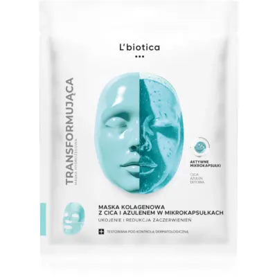 L’biotica Transforming Collagen Mask with CICA and Azulene in Microcapsules masca de colagen împotriva roșeții tenului 1 buc