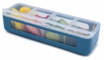Cutie pentru gustări Melii Luxe - cu 4 compartimente, Blue