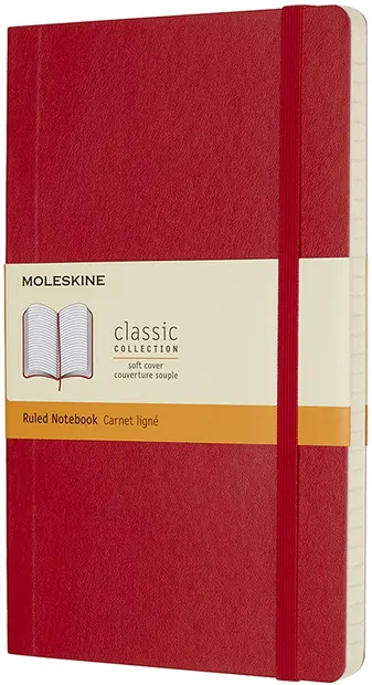 Agenda cu coperți broșate Moleskine Classic Ruled - Rosie, pagini liniate