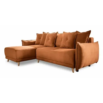 Colțar cărămiziu extensibil cu tapițerie din catifea reiată (colț variabil) Lazy Lukka – Miuform