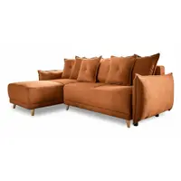 Colțar cărămiziu extensibil cu tapițerie din catifea reiată (colț variabil) Lazy Lukka – Miuform