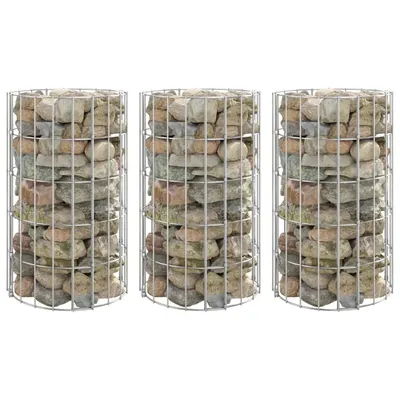 vidaXL Strat înălțat gabion 3 buc. Ø30x50 cm oțel galvanizat circular