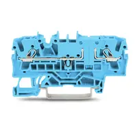 2-conductor through terminal block; 2.5 mm²; with test option; same profile as 2-conductor disconnect terminal block; side and center marking; for DIN-rail 35 x 15 and 35 x 7.5; Push-in CAGE CLAMP®; 2,50 mm²; blue