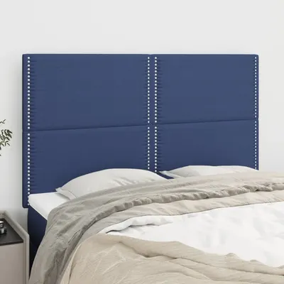 vidaXL Tăblie de pat albastră 144x5x118/128 cm, material textil