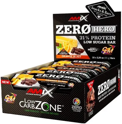 ZeroHero Protein Bar Box, portocală, 15 buc, Amix