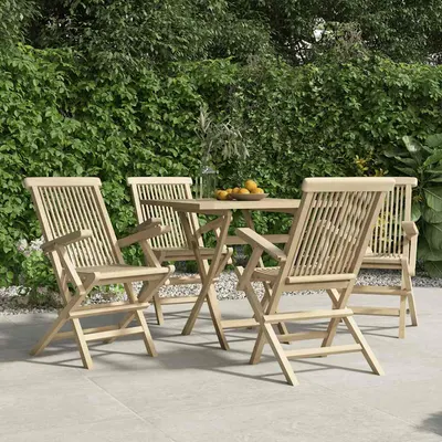 vidaXL Scaune pliabile 4 buc. gri 56x61x89 cm lemn masiv de tec