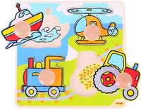 Puzzle din lemn, cu manere Bigjigs - Vehicule