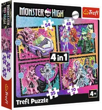 Puzzle Trefl 4 în 1 - O zi electrizantă la Monster High