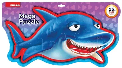 Puzzle moale Puedo - Rechin, cu două fețe, 15 piese