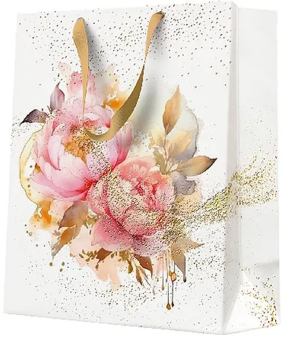 Punguță cadou Paw - Artistic Peony Seamless, 20 x 25 x 10 cm