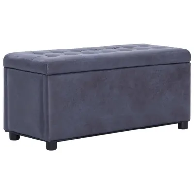 vidaXL Taburet de depozitare, gri, 87,5 cm, piele întoarsă ecologică