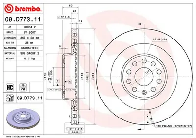 Disc frana Spate Dreapta Stanga potrivit TESLA MODEL S, MODEL X Electric 09.12