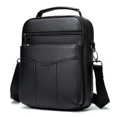 Geanta barbati, Eduard GT956, piele naturala, model negru